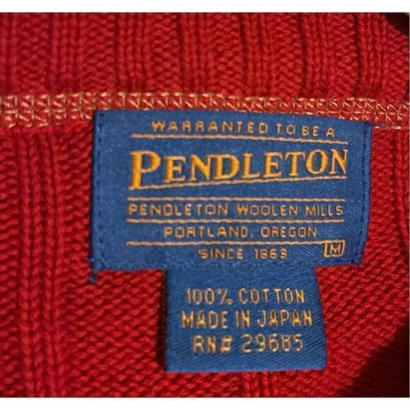 Vintage Pendleton Woolen Mills Red Striped Ribbed Sweater M made in Japan Ram lo - Picture 5 of 7